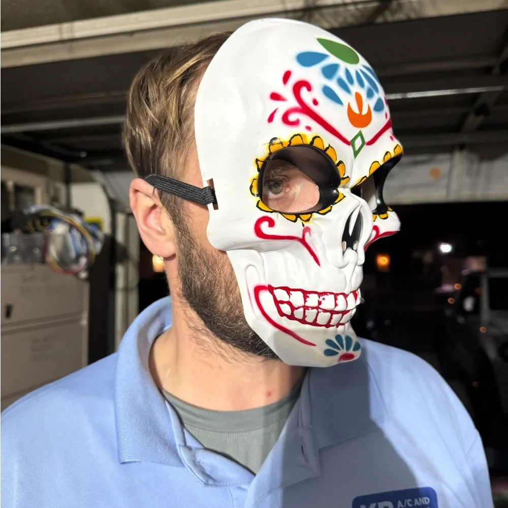 New painted skeleton face mask costume Halloween adult